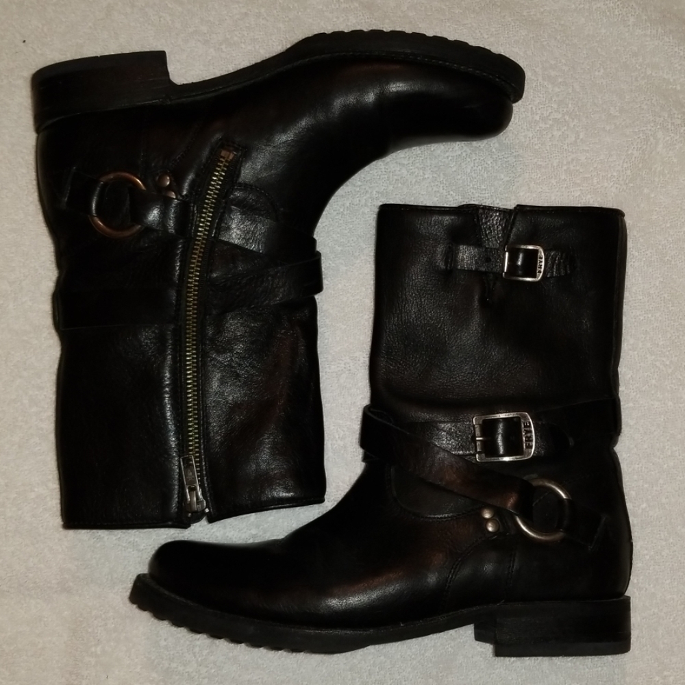 Frye black leather Harness Moto boot sz 8
